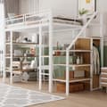 Miniatyrbillede 3 af 10: Hems 90x200 cm – tre hylder, skrivebord, garderobeskab, sikkerhedsstige med opbevaring, høj kant, jernseng, hvid