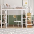 Miniatyrbillede 1 af 10: Hems 90x200 cm – tre hylder, skrivebord, garderobeskab, sikkerhedsstige med opbevaring, høj kant, jernseng, hvid