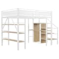 Miniatyrbillede 8 af 10: Hems 140x200 cm – tre hylder, skrivebord, garderobeskab, sikkerhedsstige med opbevaring, høj kant, jernseng, hvid
