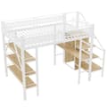Miniatyrbillede 10 af 10: Hems 140x200 cm – tre hylder, skrivebord, garderobeskab, sikkerhedsstige med opbevaring, høj kant, jernseng, hvid