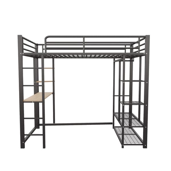 Hems med stige 90x200 cm, enkeltseng barn med bord, enkelt hængende, opbevaringshylder, sort