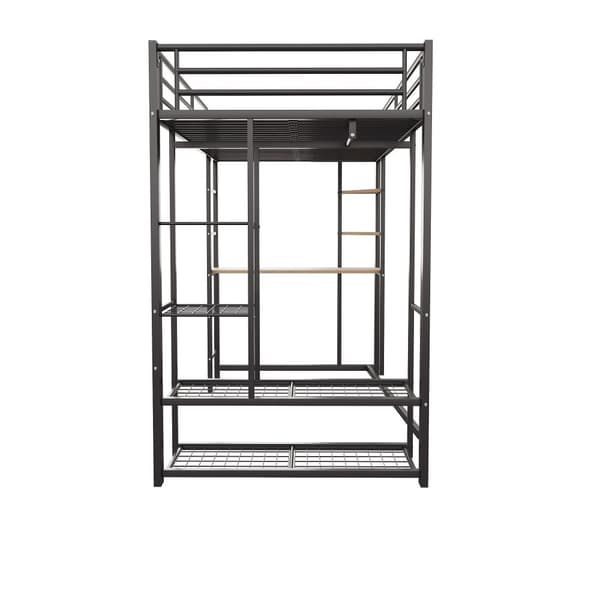 Hems med stige 90x200 cm, enkeltseng barn med bord, enkelt hængende, opbevaringshylder, sort