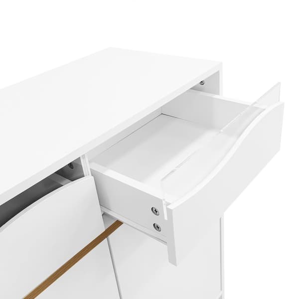 Moderne hvidt skoskab med LED i 16 farver, skuffer og hylder, 80×35×105 cm til entré, stue og entré