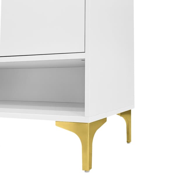 Moderne hvidt skoskab med LED i 16 farver, skuffer og hylder, 80×35×105 cm til entré, stue og entré