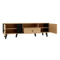 Miniatyrbillede 6 af 11: 3-delt stuesæt – sofabord, tv-bænk og skænk – moderne design i træ og sort, masser af opbevaring, stilfuld elegance