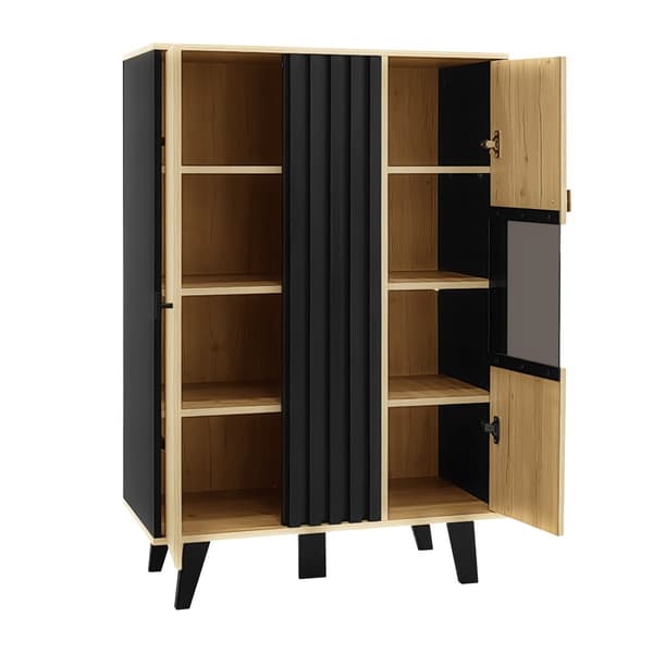 3-delt stuesæt – sofabord, tv-bænk og skænk – moderne design i træ og sort, masser af opbevaring, stilfuld elegance