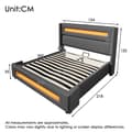 Pikkukuva 5 / 11: Parivuode 140x200 cm LEDillä, hydraulinen säilytystila, USB Type-C, metallirunko, harmaa, pellava, patjalla