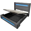 Pikkukuva 6 / 11: Parivuode 140x200 cm LEDillä, hydraulinen säilytystila, USB Type-C, metallirunko, harmaa, pellava, patjalla