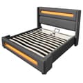 Pikkukuva 7 / 11: Parivuode 140x200 cm LEDillä, hydraulinen säilytystila, USB Type-C, metallirunko, harmaa, pellava, patjalla
