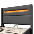 Pikkukuva 10 / 11: Parivuode 160x200 cm LEDillä, hydraulinen säilytystila, USB Type-C, metallirunko, harmaa, pellava, patjalla
