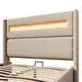Pikkukuva 10 / 10: Parivuode 160x200 cm LEDillä, hydraulinen säilytyslokero, USB Type-C, metallirunko, beige, pellava, patjalla