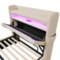 Pikkukuva 10 / 11: Yhden hengen sänky 90x200 cm, 360° LED, hydraulinen säilytystila, USB/Type-C, sängynpääty, beige, pellava, patjalla