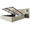 Miniatyrbillede 7 af 11: Sengepakke 160x200 cm med 2 natborde, hydraulisk opbevaring, sengegavl med læselampe og USB, velour beige, inkl. madras