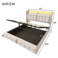 Pikkukuva 5 / 9: Sänky 160x200 - hydraulinen säilytystila, LED-sängynpääty, USB-C, puiset säleet, metallirunko - beige puuvilla