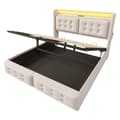 Pikkukuva 7 / 9: Sänky 160x200 - hydraulinen säilytystila, LED-sängynpääty, USB-C, puiset säleet, metallirunko - beige puuvilla