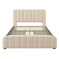 Miniatyrbillede 4 af 10: Seng 140x200 - polstret sengegavl med gulddetaljer, USB-C opladning, 4 skuffer, beige linned, med madras