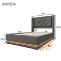 Miniatyrbillede 5 af 11: Dobbeltseng 90x200 cm – Opbevaringsseng med LED og USB-C, grå bomuld, med madras