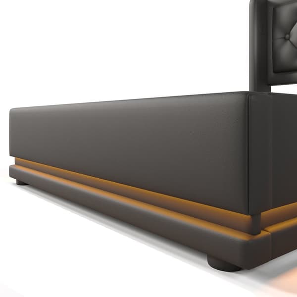 Yhden hengen sänky 90x200 – säilytystila hissillä, LED-valaistus, USB-C-lataus, musta PU, sis. patjan