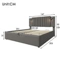 Pikkukuva 5 / 10: Parivuode 140x200 – säilytystila, lukulamppu USB:llä, napinpääty, harmaa puuvilla, sis. patjan