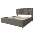 Pikkukuva 6 / 10: Parivuode 140x200 – säilytystila, lukulamppu USB:llä, napinpääty, harmaa puuvilla, sis. patjan