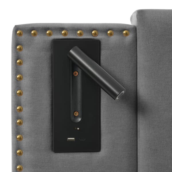Parivuode 140x200 – säilytystila, lukulamppu USB:llä, napinpääty, harmaa puuvilla, sis. patjan