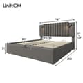 Miniatyrbillede 5 af 11: Dobbeltseng 160x200 – opbevaring, læselampe med USB, hovedgærde med knap, grå bomuld, inkl. madras