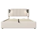 Pikkukuva 4 / 11: Parivuode 140x200 – säilytystila, lukulamppu USB:llä, nappisängynpääty, beige puuvilla, sis. patjan