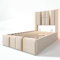 Pikkukuva 9 / 11: Yhden hengen sänky 90x200 LEDillä, USB-C-lataus, sovellusohjaus ja säilytys – beige pellavakangas ja puurunko (patjalla)