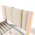 Pikkukuva 9 / 10: Parivuode 140x200 LEDillä, USB Type-C -lataus, sovellusten ohjaus ja säilytys, sängynrunko beigeä pellavaa patjalla