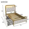 Miniatyrbillede 5 af 11: Enkeltseng 90x200 med LED, USB Type-C opladning, APP-kontrol, metalramme og 2 skuffer – fløjl, med madras