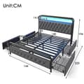 Miniatyrbillede 5 af 11: Dobbeltseng 140x200 med LED, USB-C opladning, APP-kontrol, metalramme og 4 opbevaringsbokse – fløjl, med madras