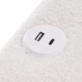 Miniatyrbillede 10 af 11: Polstret seng 140x200 med LED, USB-C opladning og justerbar sengegavl – Dobbeltseng med trælameller, sherpa hvid, inkl. madras