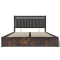 Pikkukuva 4 / 10: Metallinen sänky 140x200 cm LEDillä, USB-lataus, sovellusohjaus ja puiset säleet, harmaa, parivuode patjalla