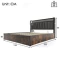 Pikkukuva 5 / 11: Metallinen sänky 160x200 cm LEDillä, sovellusohjaus, USB-lataus ja sängynpääty valaistuksella, harmaa, parivuode patjalla