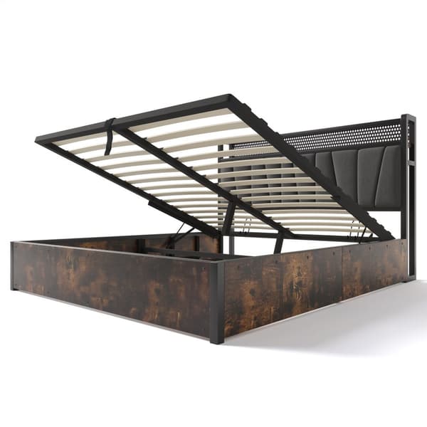 Metallinen sänky 160x200 cm LEDillä, sovellusohjaus, USB-lataus ja sängynpääty valaistuksella, harmaa, parivuode patjalla