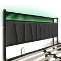 Pikkukuva 11 / 11: Metallinen sänky 160x200 cm LEDillä, sovellusohjaus, USB-lataus ja sängynpääty valaistuksella, harmaa, parivuode patjalla