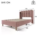 Miniatyrbillede 5 af 11: Enkeltseng 90x200 cm i lyserødt velour med USB-C opladning og lamelbund, ungdomsseng med madras til soveværelse/gæsteværelse