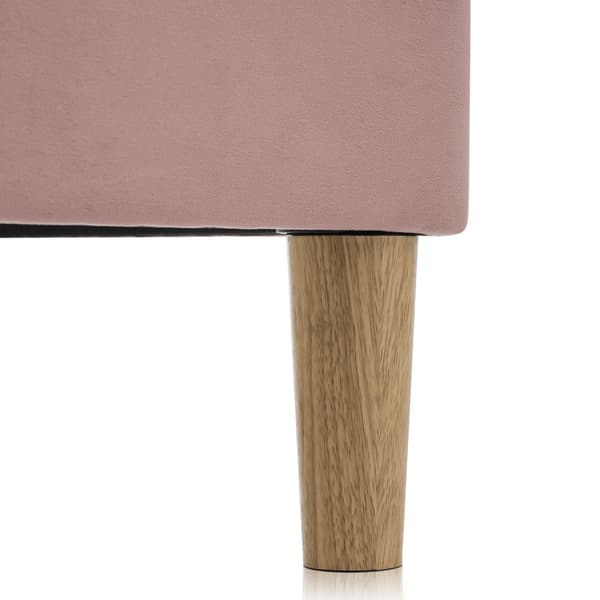 Enkeltseng 90x200 cm i lyserødt velour med USB-C opladning og lamelbund, ungdomsseng med madras til soveværelse/gæsteværelse