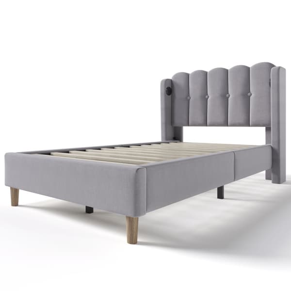 Yhden hengen sänky 90x200 cm harmaata liinavaatea USB-C-latauksella ja sälepohjalla, nuorisosänky patjalla makuuhuoneeseen/vierashuoneeseen
