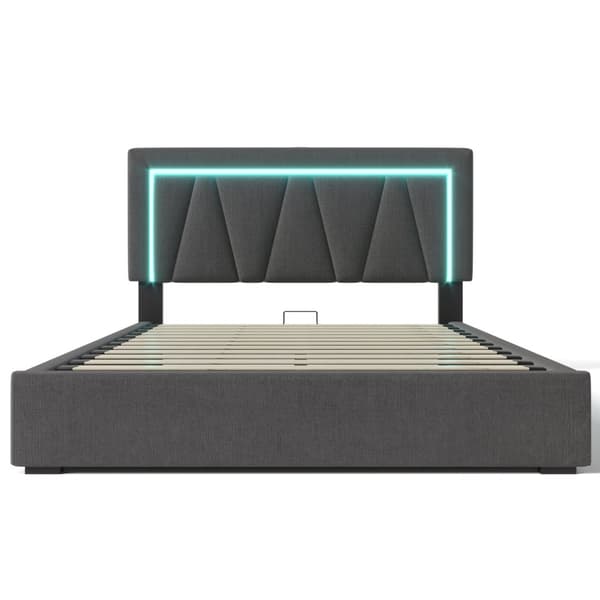 Parivuode 160x200 LED-valaistuksella, USB-C-lataus ja säilytystila – pehmustettu sängynrunko beigeä pellavaa sälepohjalla