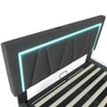 Pikkukuva 9 / 10: Parivuode 160x200 LED-valaistuksella, USB-C-lataus ja säilytystila – pehmustettu sängynrunko beigeä pellavaa sälepohjalla
