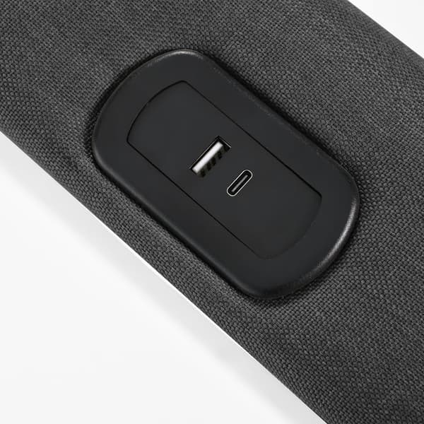 Parivuode 160x200 LED-valaistuksella, USB-C-lataus ja säilytystila – pehmustettu sängynrunko beigeä pellavaa sälepohjalla
