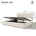 Miniatyrbillede 5 af 11: Dobbeltseng 140x200 cm med opbevaring og LED-belysning – sengestel i hvidt kunstlæder med lamelramme og madras