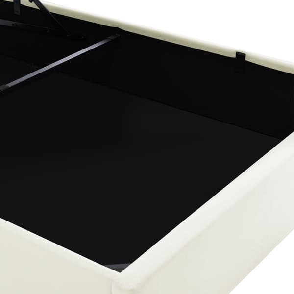 Dobbeltseng 140x200 cm med opbevaring og LED-belysning – sengestel i hvidt kunstlæder med lamelramme og madras