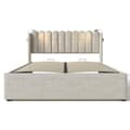 Pikkukuva 4 / 9: Parivuode 160x200 lukuvalolla, USB-lataus, säilytystila ja sälepohja, pellavasänky patjalla, luonnollinen väri
