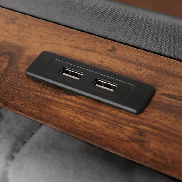 Verhoilusänky USB:llä 160x200 cm – LED-parisänky metallirunkoisilla säleillä, pellavasängynrunko patjalla