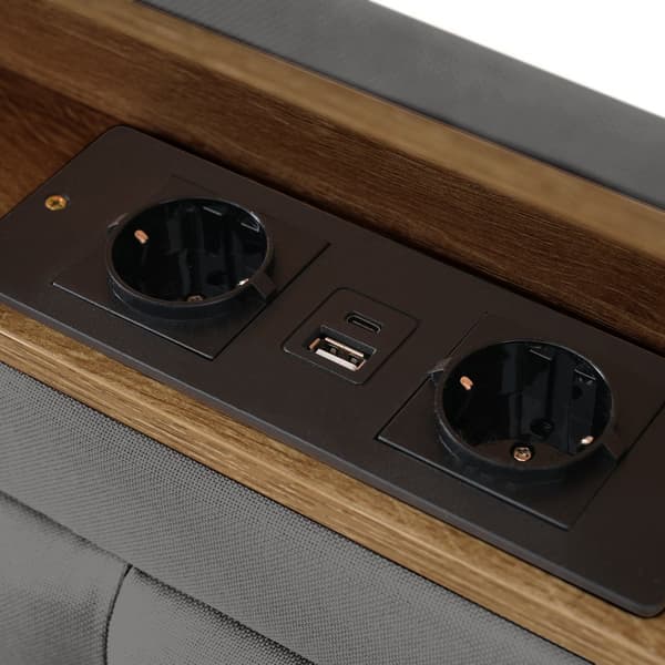 Verhoilukärki 160x200, 4 laatikkoa, USB-C-liitäntä, säädettävä sängynpääty ja puinen sälepohja – sisältää patjan