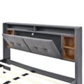 Pikkukuva 8 / 10: Parivuode 160x200 cm LEDillä, USB-lataus ja säilytyssängynpääty – Harmaa sängynrunko sälepohjalla ja patjalla