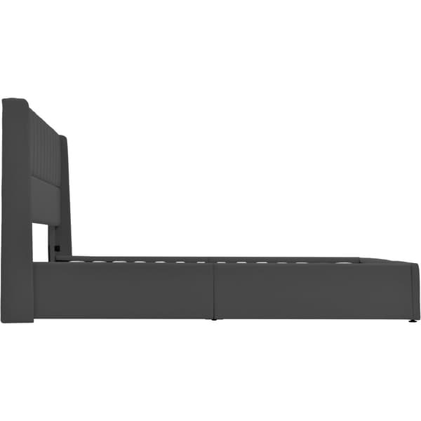 Hydraulinen säilytyssänky 140x200cm – harmaa pehmustettu pellavainen parisänky puu- ja metallirungolla, patjalla