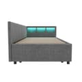 Miniatyrbillede 6 af 11: Daybed 90x200 cm med udtræksseng, LED-belysning, USB-C opladning, opbevaringshylde, hørstof, grå – uden madras